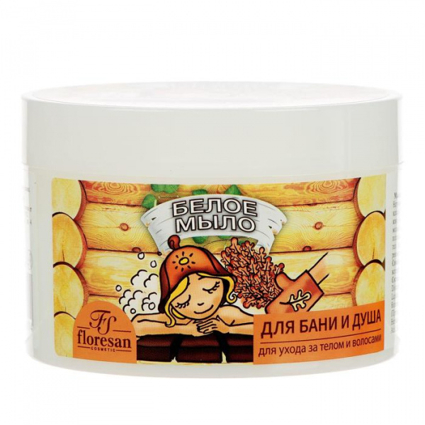 Мыло для бани и душа, для ухода за телом и волосами натуральное таежное "Белое" 450 мл/102019