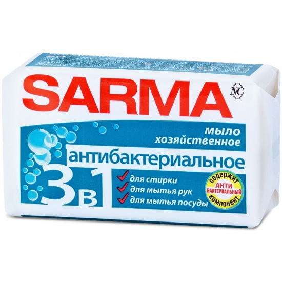 Хозяйственное мыло SARMA САРМА с антибактериальным эффектом 140 г