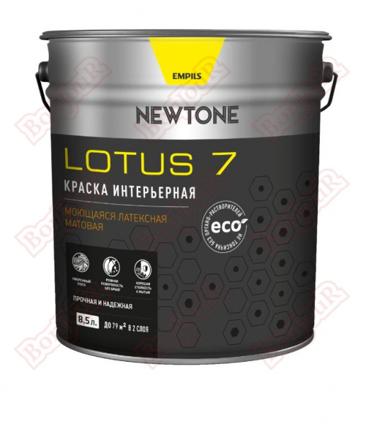 Краска интерьерная Newtone Lotus 7 водно-дисперсионная моющая латексная матовая База А 8.5 л