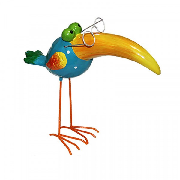 Птичка в очках на железных ножках голубая /035915