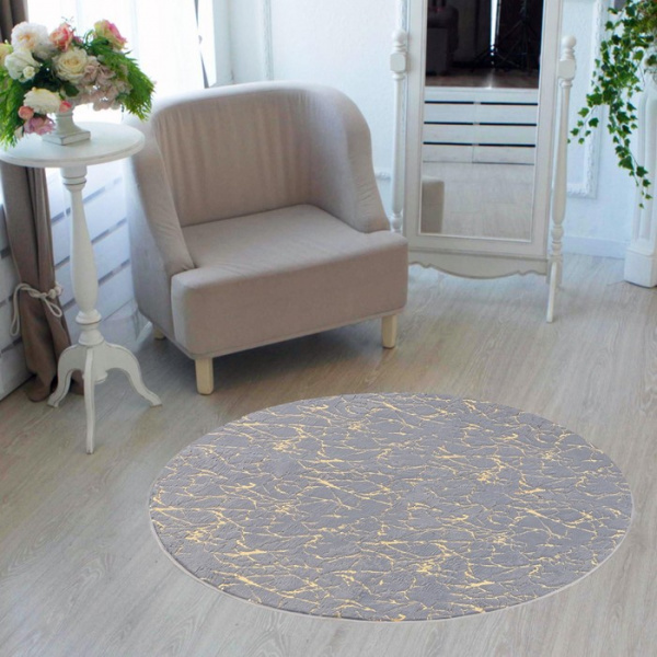 Ковер Этель "Тиснение" цвет серый d 120 см, 500/м2/7061215