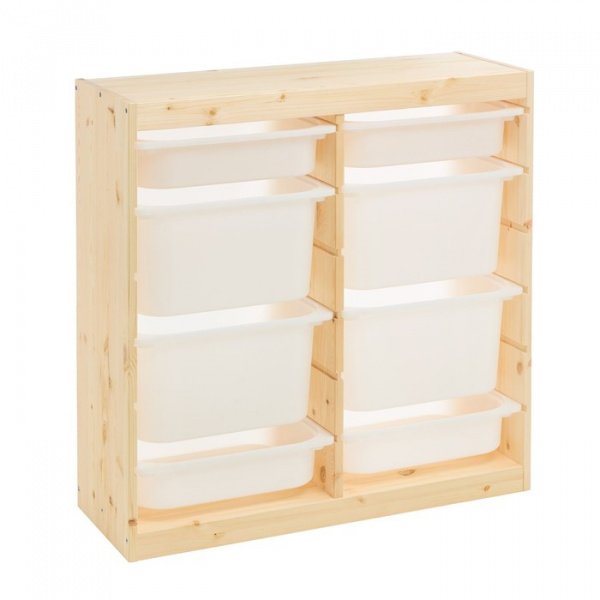 Стеллаж TROFAST 4 с контейнерами вертикальный, Массив сосны/9623377