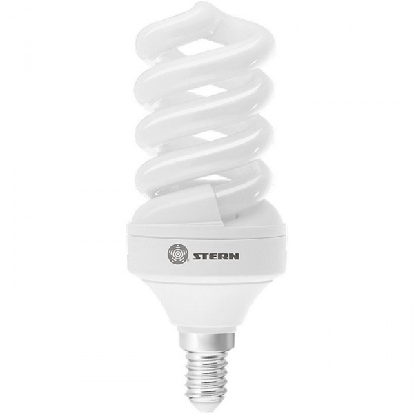 Лампа компактная люминесцентная, спиральная, 9W, 2700K, E14, 8000ч., Stern