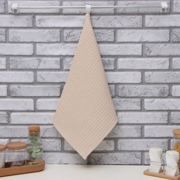 Полотенце цв. бежевый 35х60 см, 100% хл., крупная вафля 220 г/м2 /4576496