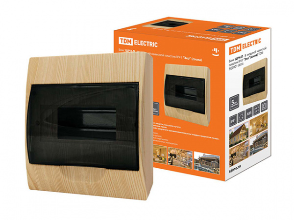 Бокс ЩРН-П-8 модулей навесной пластик IP41 "Эко" (сосна) TDM (SQ0901-0014)