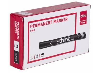 Маркер перманентный Deli Think черный с круглым острием EU10020