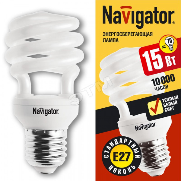 Лампа Navigator спираль 15W/827 E27 94046