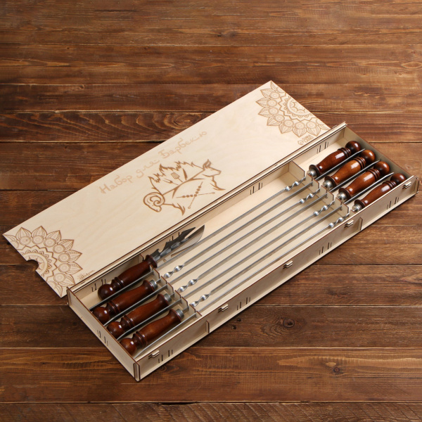 Набор подарочный с узбекскими шампурами "Шархон" 8 пр. в пенале /9378673