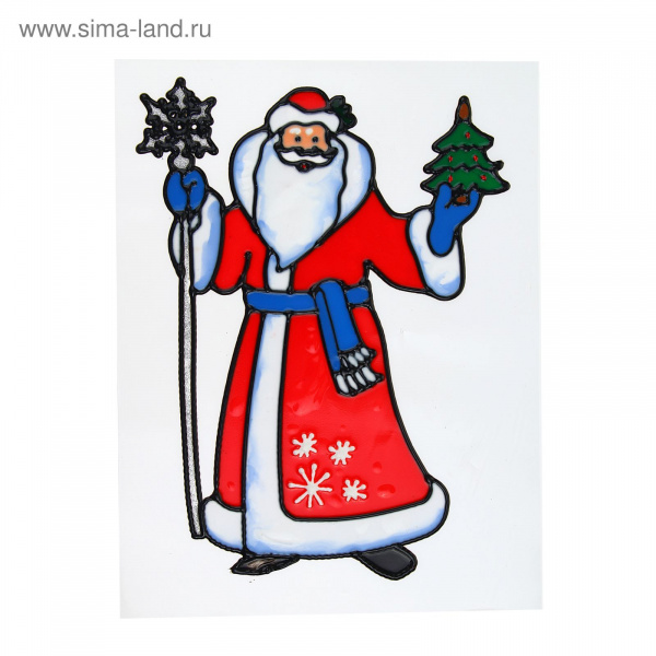 Наклейка на стекло "Дед Мороз в красной шубе" 1050901