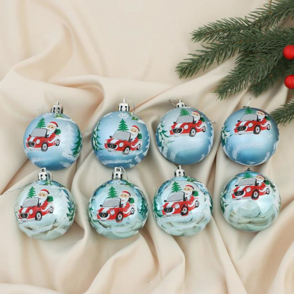 Набор шаров пластик d-6 см, 6 шт "Северный олень"/6536724