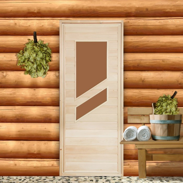 Дверь для бани со стеклом "Косое стекло", 170×70см/1192105