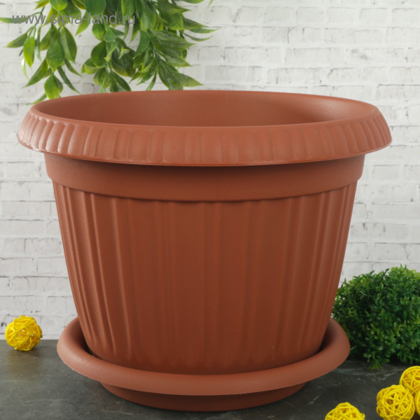Горшок для цветов с поддоном "Таити" цвет терракот 813046