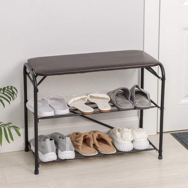 Подставка для обуви с сиденьем, 3 яруса, 65×32×48,5 см, цв. кор. /5084128