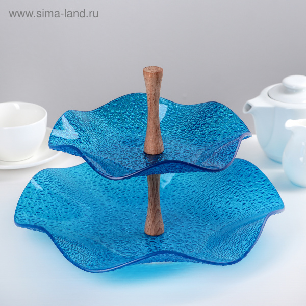 Этажерка 2-ярусная, 30х21 см, цвет синий