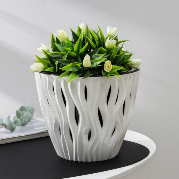 Кашпо для цветов со вставкой «Вдохновение», 4,5 л, цвет чёрно-белый/4862732