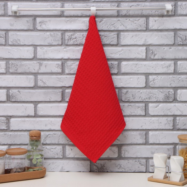 Полотенце цв. бордовый 35х60 см, 100% хл., крупная вафля 220 г/м2 /4576491