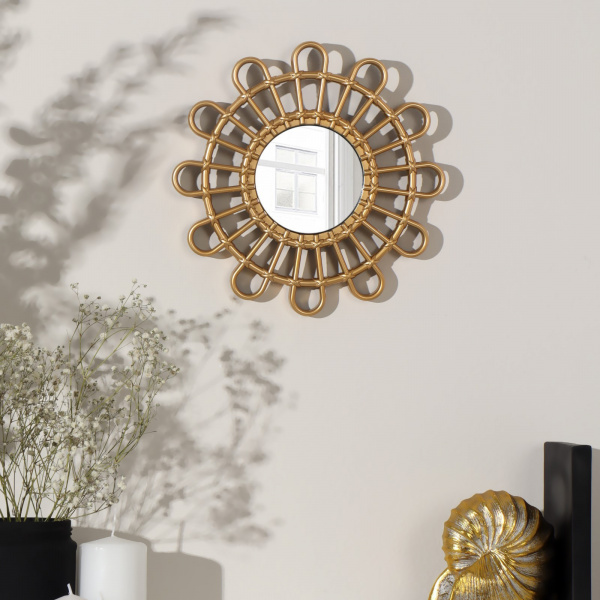 Зеркало настенное «Штурвал», d зеркальной поверхности 9,2 см, цв. золотистый /6937871