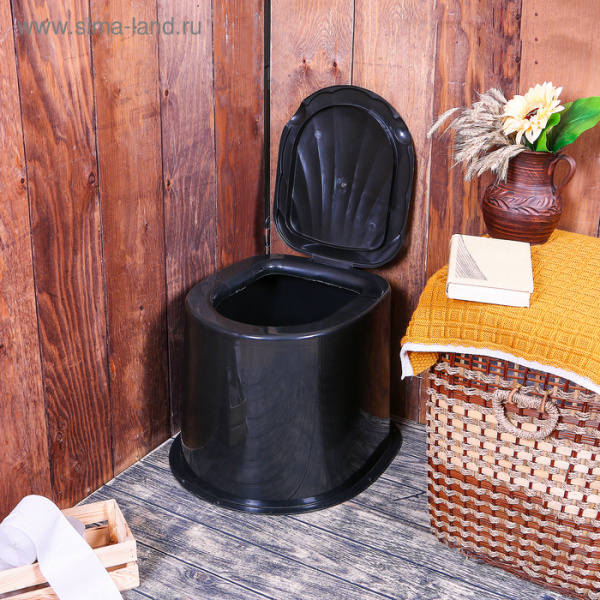 Туалет дачный, h = 35 см, без дна, с отверстиями для крепления к полу, чёрный/ 4407307