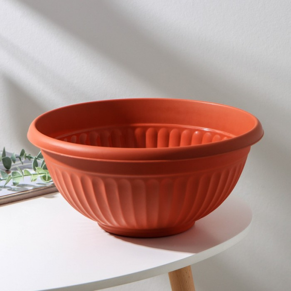 Кашпо-миска для цветов IDEA «Ливия», d=30 см, 4 л, пластик, коричневое /2521514