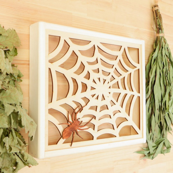 Абажур угловой "Паутина с пауком", липа Добрая баня 1311789