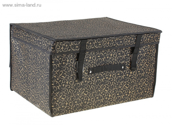 Коробка для хранения с крышкой 50*40*30см Вензель черно-золотой