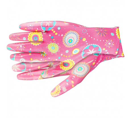 Перчатки садовые из полиэстера с нитриловым обливом, красные, L /67747