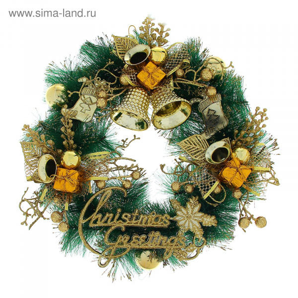 Венок рождественский "Золотые колокольчики с надписью" 1113591