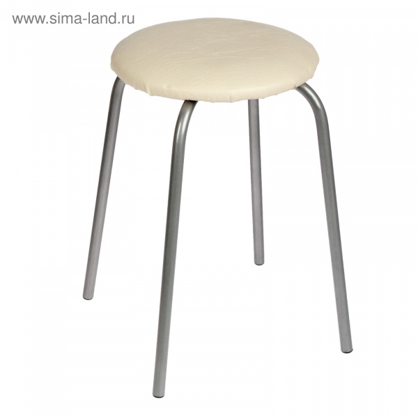 Табурет Эконом Серебристый металлик/ молочный 3415548