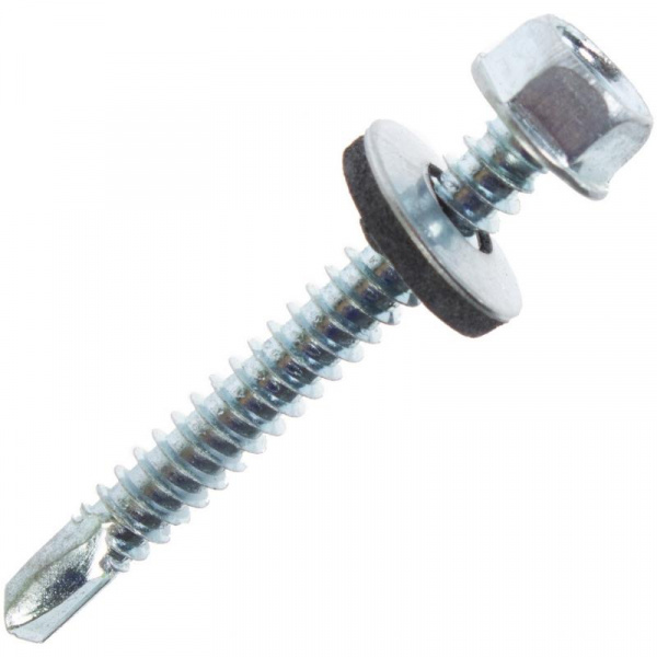 Саморез кровельный 5.5х51 мм цинк, шайба с прокл., PT3 (40 шт в пласт. конт.) SMP2-81129-40