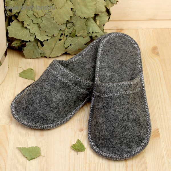 Тапочки для бани, эконом, войлок, серые /2603718