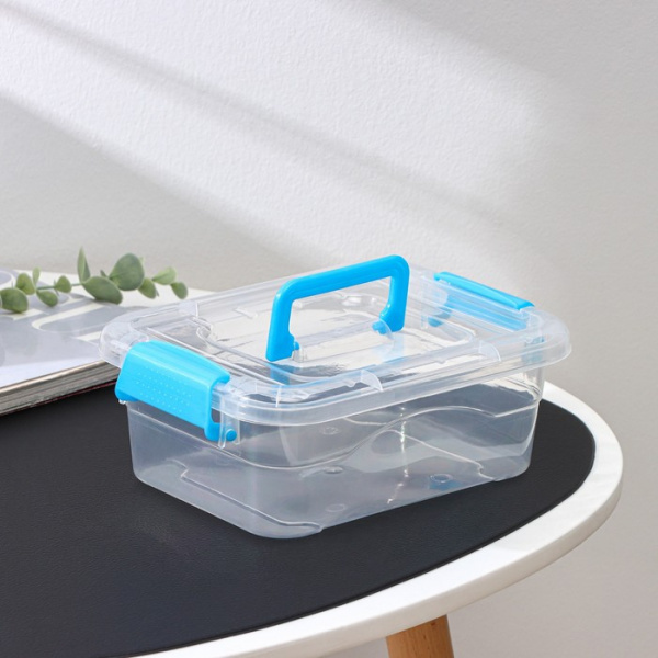 Контейнер пластиковый для хранения, крышка с ручкой на защёлке 19×15×6,8 см,/4298350