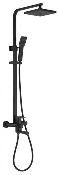 Душевая система с тропическим душем и смесителем, черный, Accoona