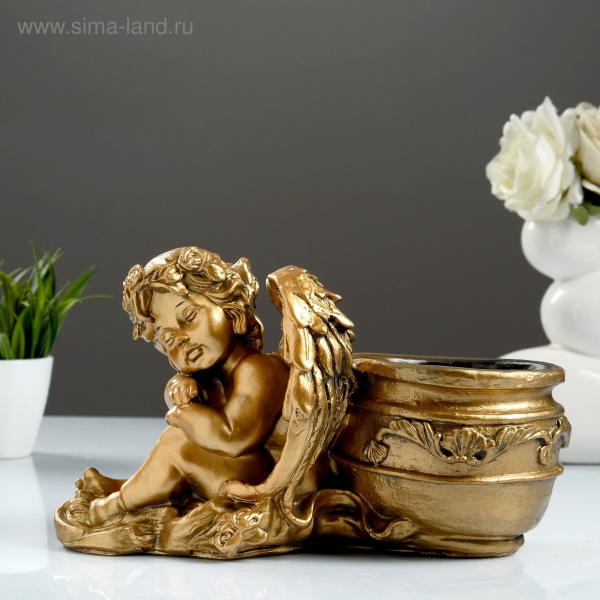 Кашпо "Спящий ангел" бронза	941134