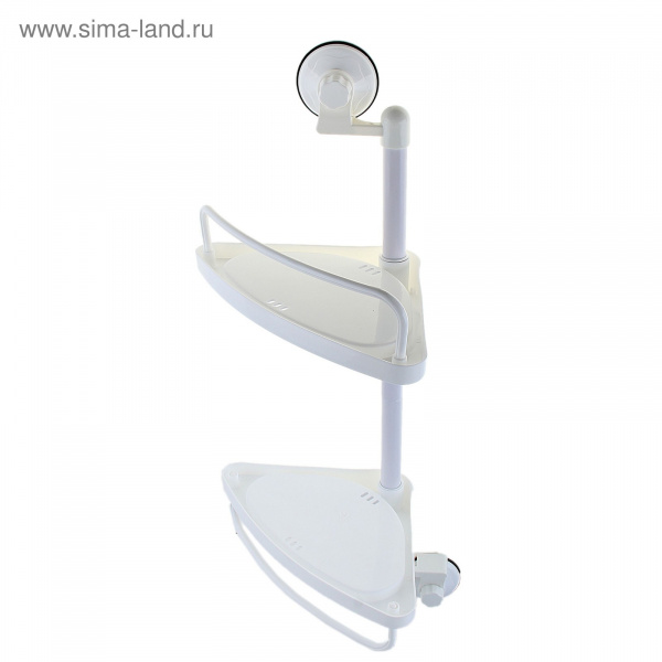 Полка в ванную 2х-ярусная угловая на вакуумной присоске /761629