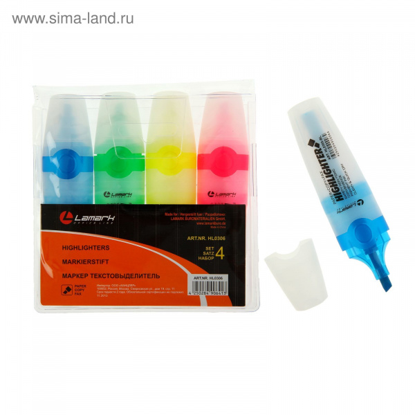 Текстовыделителей набор 4цв.  Lamark HL0306  1188224