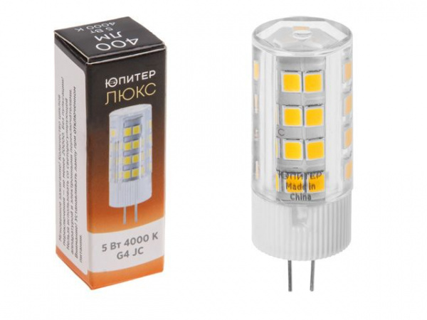 Лампа светодиодная JC 5 Вт 230В G4 4000К ЮПИТЕР ЛЮКС (JP5101-47)