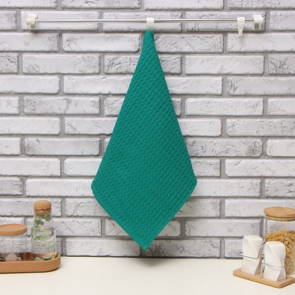 Полотенце цв. зелёный 35х60 см, 100% хл., крупная вафля 220 г/м2 /4576492