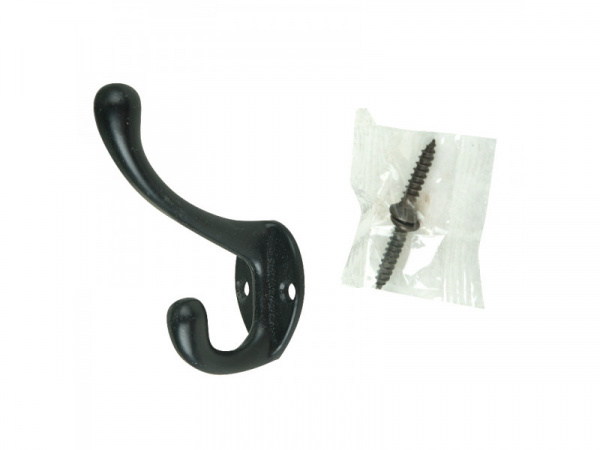 Крючок двойной матовый черный/66899