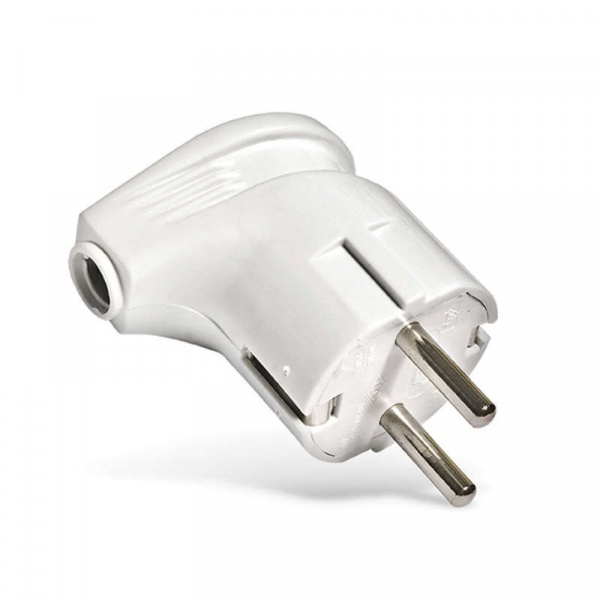 Вилка угловая с заземлением белая (16А; 250В ) "UNIVERSAL"/83305