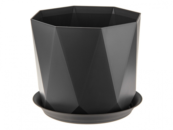 Кашпо ПРИЗМА 4,7 л с поддоном (графитовый) IDEA (М3139)