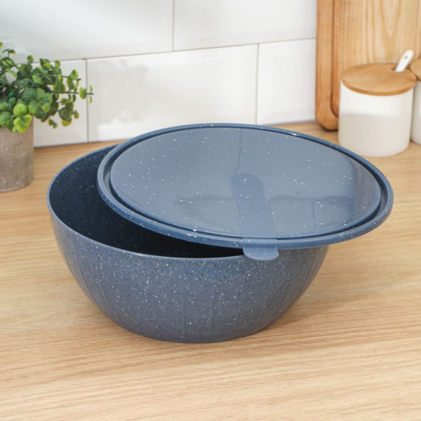 Салатник с крышкой STONE, 5 л, цвет темный камень /9655640
