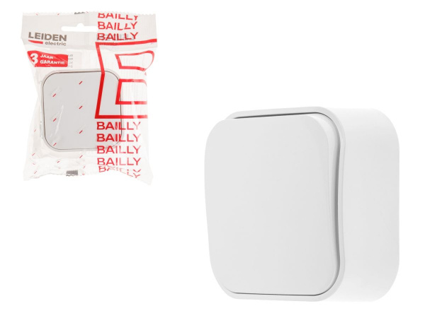 Выключатель 1 клав. (открытый, 10А) белый, Bailly/806001