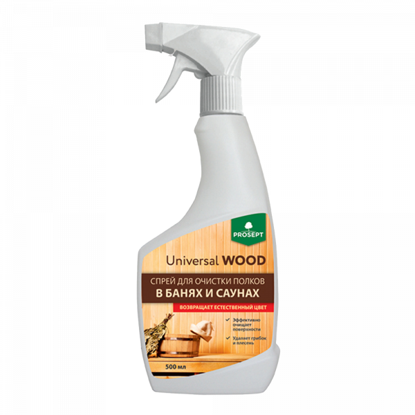 Universal Wood Спрей для очистки полков в банях и саунах 0,5л.