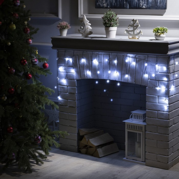 Гирлянда «Бахрома» 1.8×0.5 м, тёмная нить, свечение белое, 8 режимов, 220 В /3556837