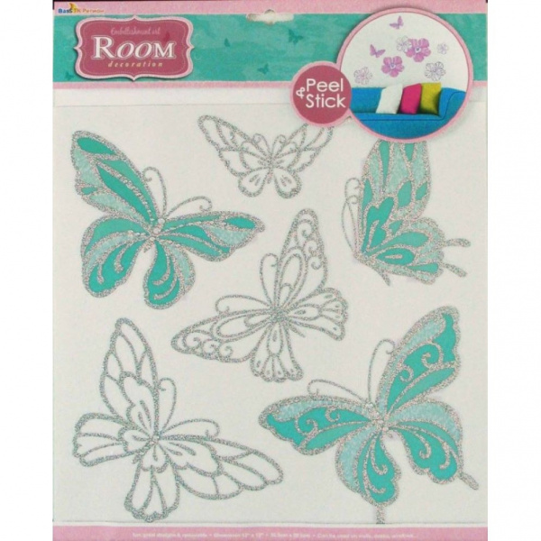 Бабочки со стразами бирюза 7704 