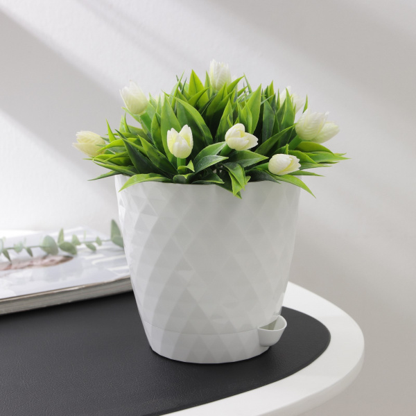 Горшок с прикорневым поливом «Румба», 1,5 л, цвет белый /4461009