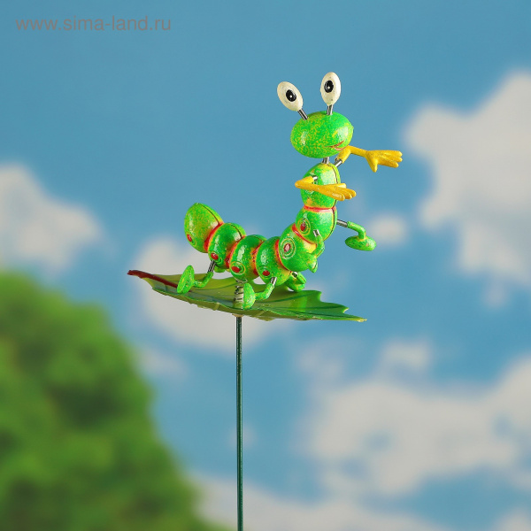 Декор садовый ГУСЕНИЧКА НА ЛИСТОЧКЕ 1003623