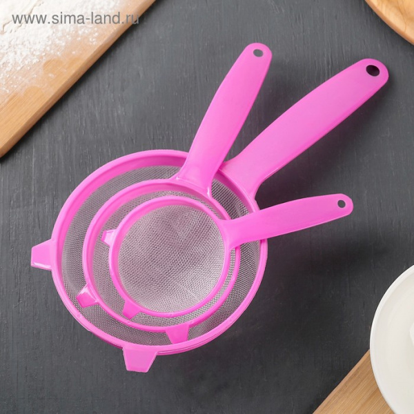 Набор сит, 3 шт, d=6,5/8/12 см, цвет МИКС/584152