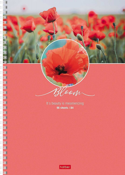 Тетрадь 96 листов клетка гребень А4 КРАСОТА ЦВЕТЕНИЯ мелованный картон / 237679