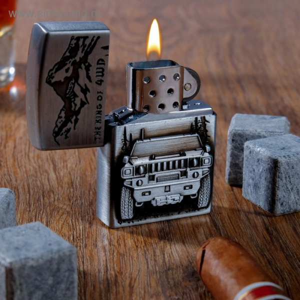 Зажигалка газовая "Джип" в подарочной коробке, газовая, цвета МИКС/259909